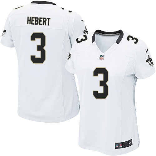 Women's Elite Bobby Hebert Nike Jersey White Road - #3 NFL New Orleans Saints